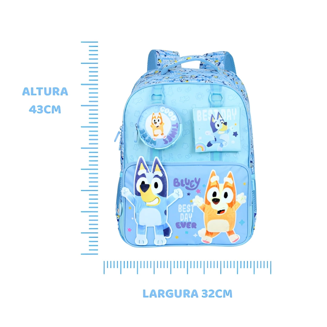 Kit Escolar Bluey Xeryus com Mochila, Lancheira Térmica e Estojo