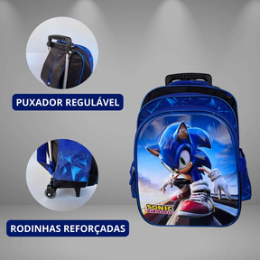 Kit Mochila Sonic com Mochila de Rodinhas + Lancheira Térmica