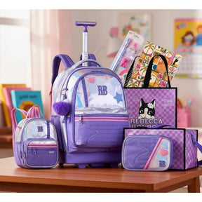 Mochila Fashion Lovers 2026 com Mochila de Rodinhas + Lancheira Térmica + Estojo