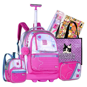 Mochila Fashion Lovers 2026 com Mochila de Rodinhas + Lancheira Térmica + Estojo