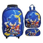 Kit Mochila Sonic com Mochila de Rodinhas + Lancheira Térmica