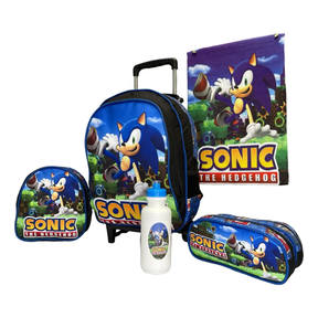 Kit Mochila Sonic com Mochila de Rodinhas + Lancheira Térmica