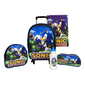 Kit Mochila Sonic com Mochila de Rodinhas + Lancheira Térmica