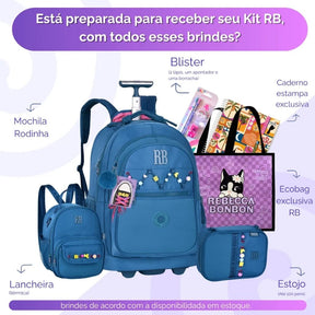 Mochila Fashion Lovers 2026 com Mochila de Rodinhas + Lancheira Térmica + Estojo