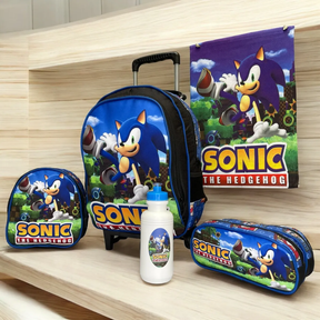Kit Mochila Sonic com Mochila de Rodinhas + Lancheira Térmica