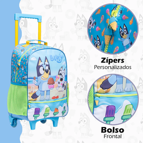 Kit Mochila Bluey 2026 com Mochila de Rodinhas + Lancheira Térmica + Estojo