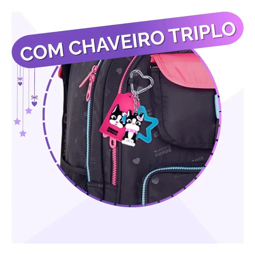 Mochila Fashion Lovers 2026 com Mochila de Rodinhas + Lancheira Térmica + Estojo