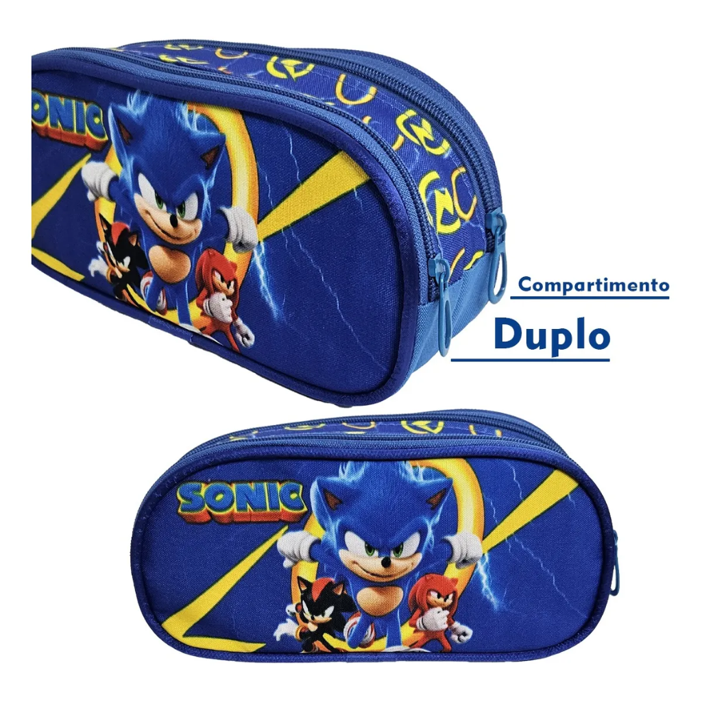 Kit Mochila Sonic com Mochila de Rodinhas + Lancheira Térmica