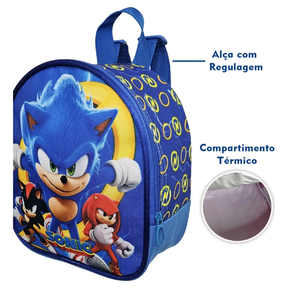 Kit Mochila Sonic com Mochila de Rodinhas + Lancheira Térmica