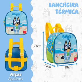 Kit Mochila Bluey 2026 com Mochila de Rodinhas + Lancheira Térmica + Estojo