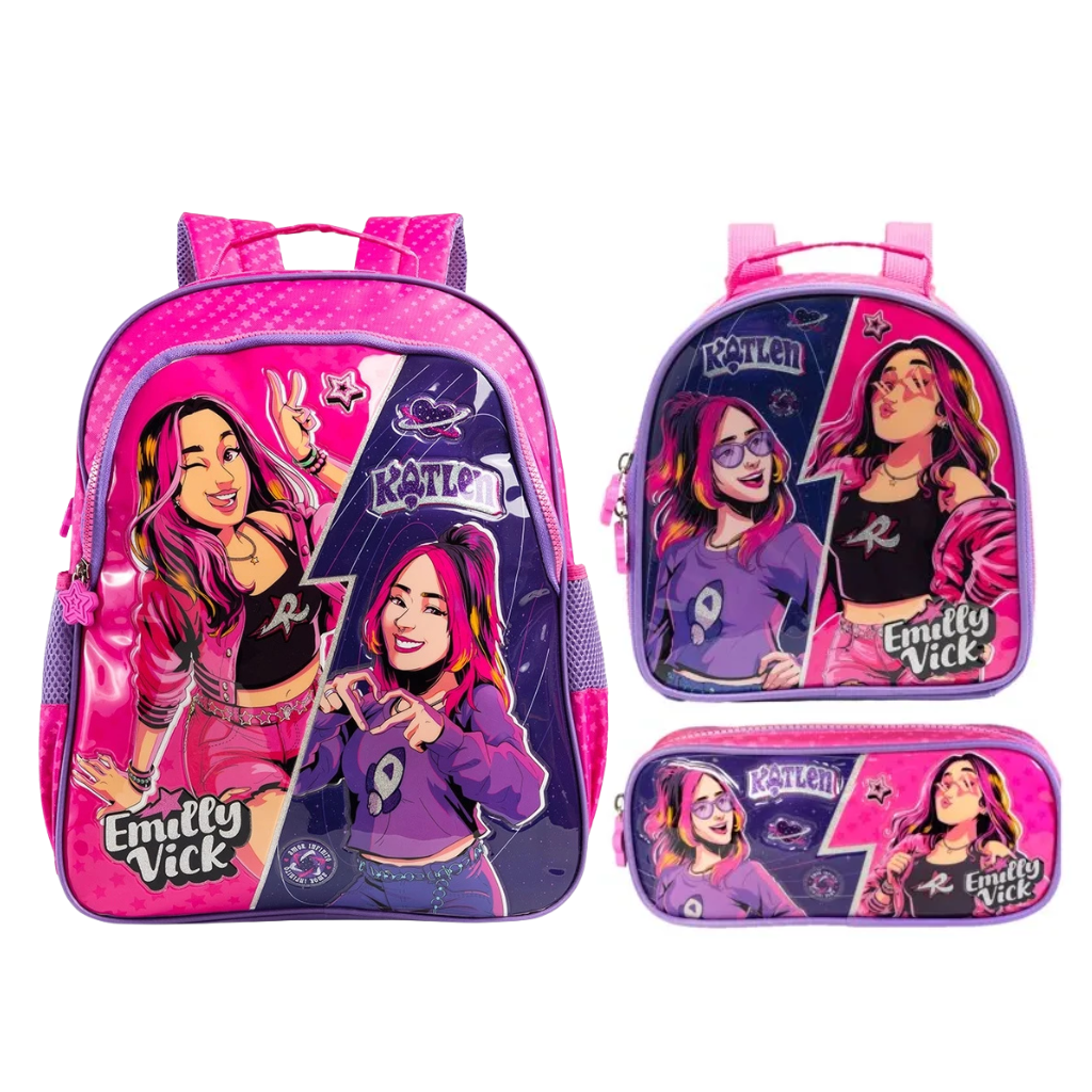 Kit Mochila Trend Colab 2026 com Mochila + Lancheira Térmica + Estojo