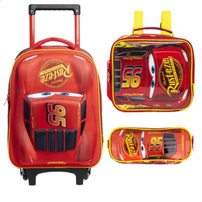 Kit Mochila com Rodinha Carros Relâmpago McQueen