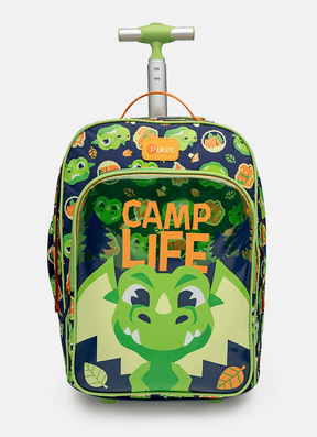 Kit Mochila com Rodinha, Lancheira e Estojo Dragão Camping