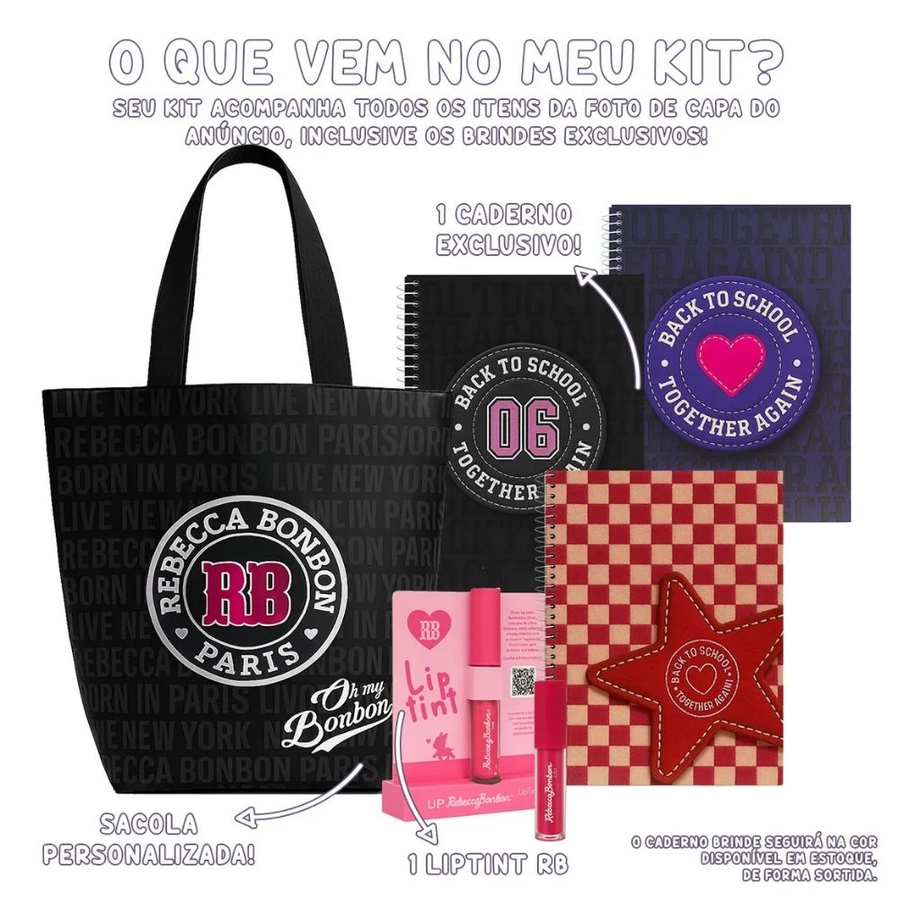 Mochila Fashion 2026 com Mochila + Lancheira Térmica + Estojo