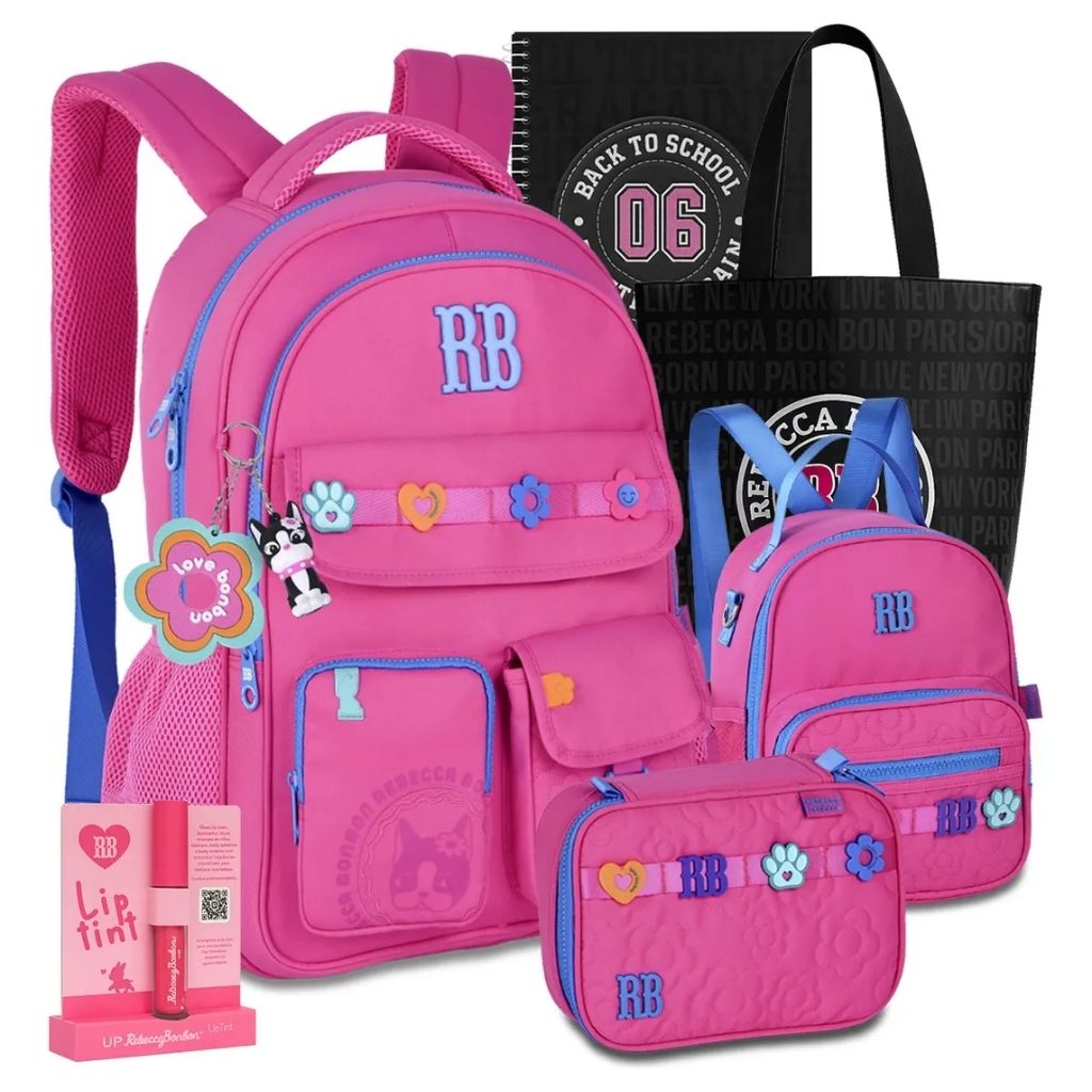 Mochila Fashion 2026 com Mochila + Lancheira Térmica + Estojo